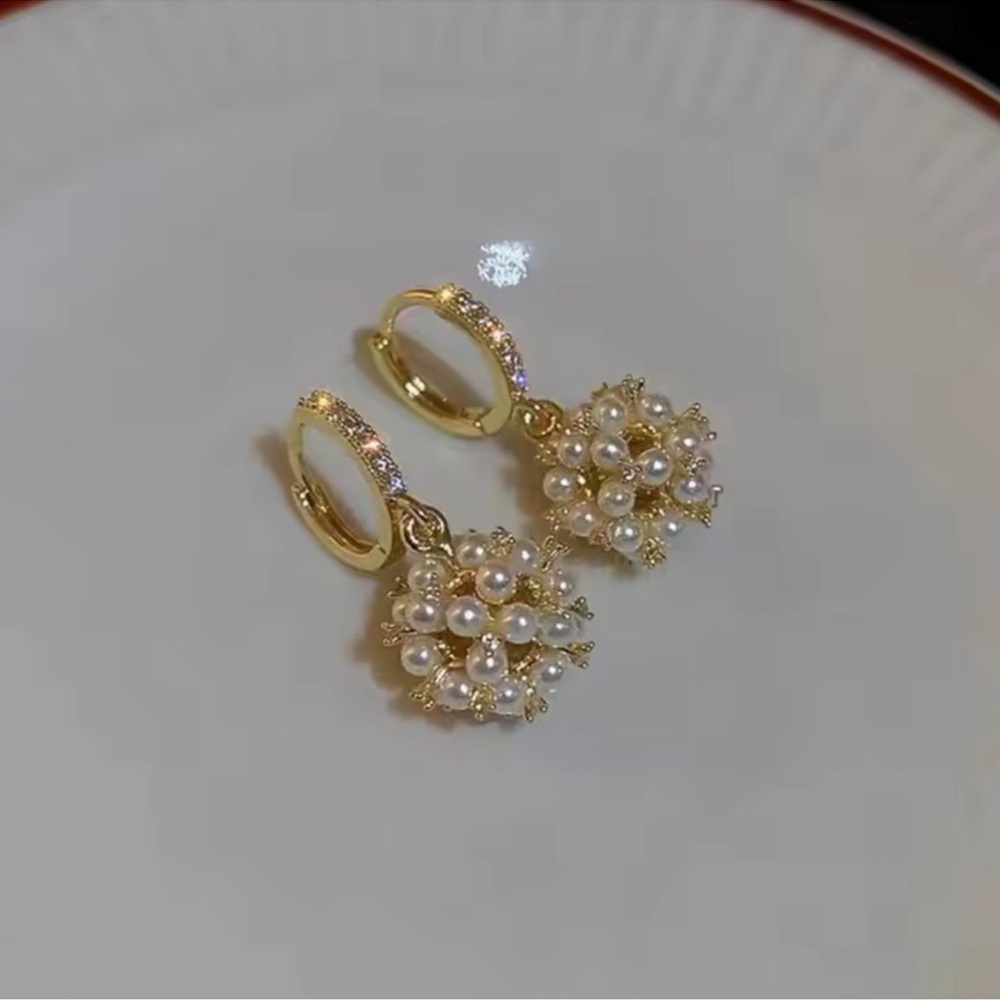 Anthropologie Gold Pearl Drop Earrings